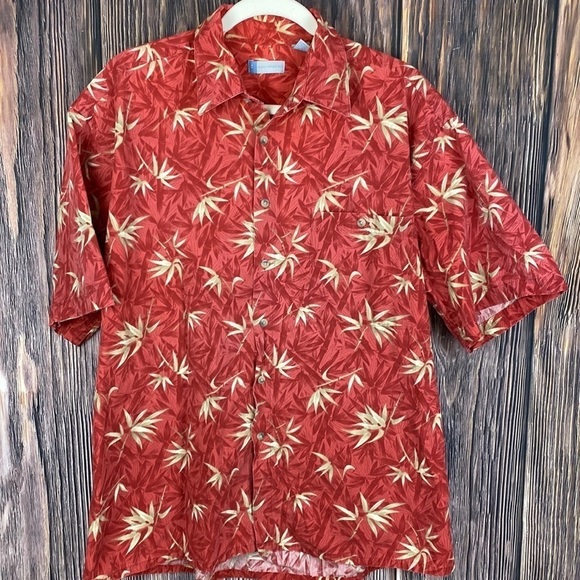 Half Moon Bay Other - Men’s Half Moon Bay Cotton Red Button Down With Bamboo Leaf Pattern- Size Lg